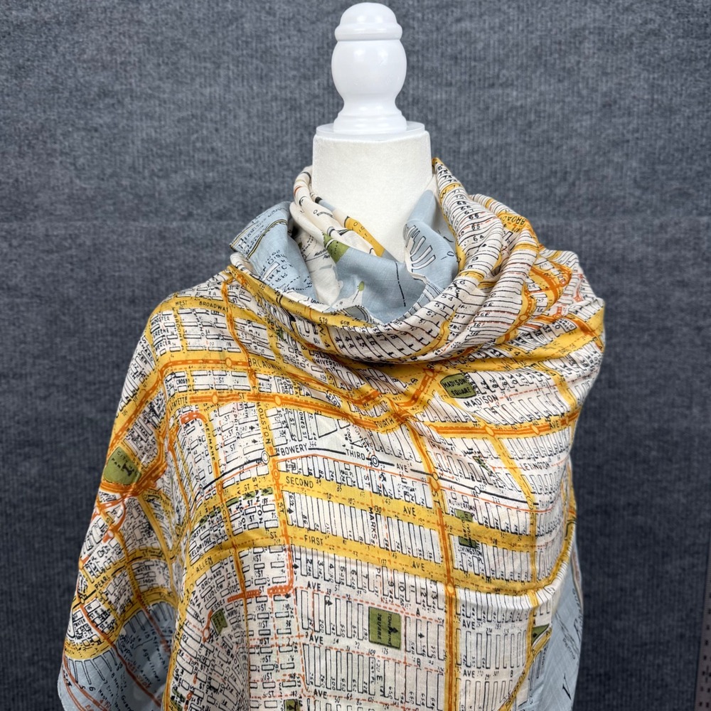 One Hundred Stars Scarf Wrap Womens New York City Subway Street Map Lightweight - Picture 2 of 10